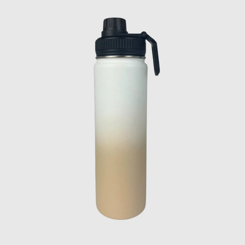 Pastel Beige insulated water bottle back view - 650ml - Solkatt Designs