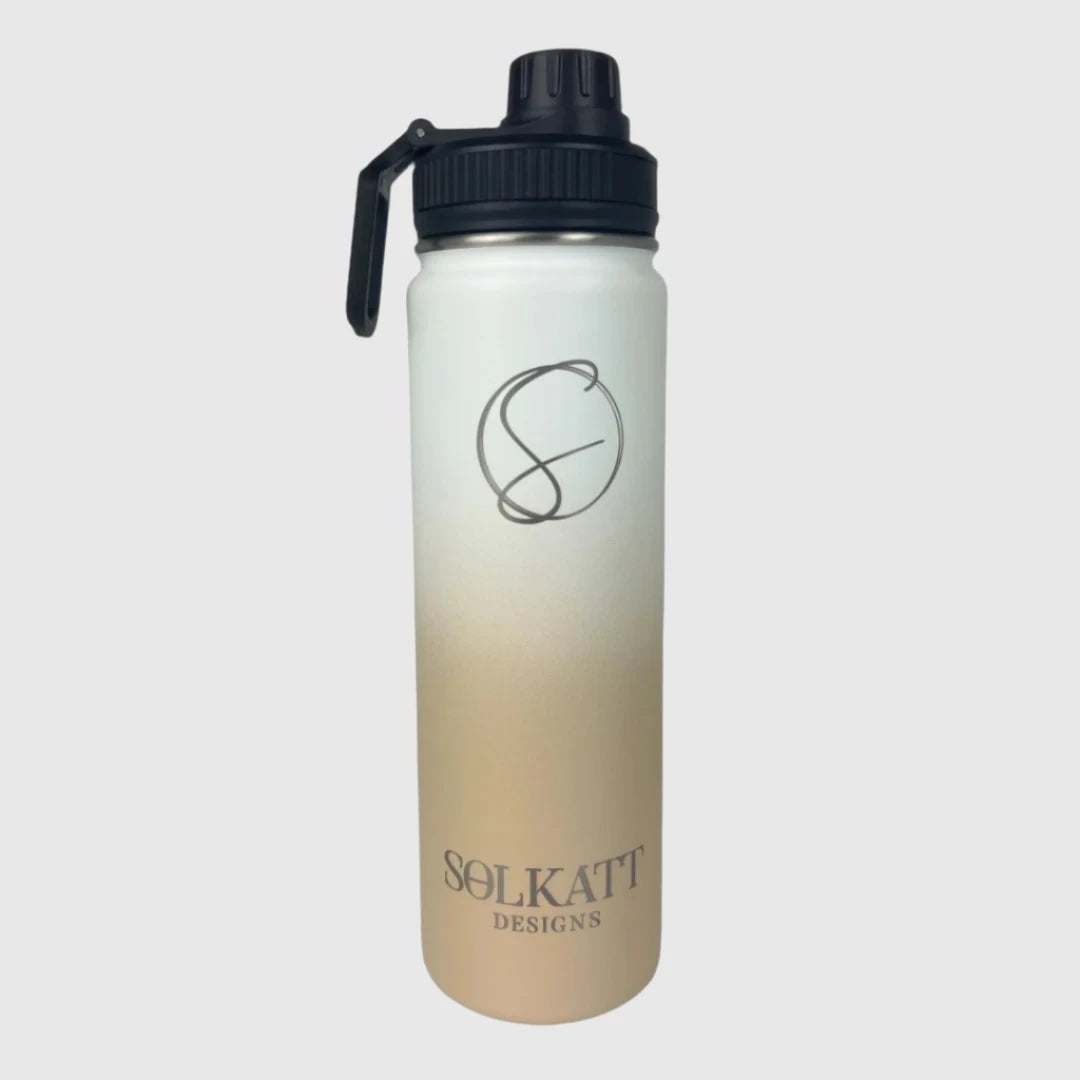 Pastel Beige Insulated Water Bottle - 650ml (22oz) Stainless Steel - Solkatt Designs