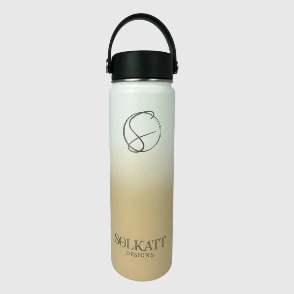 Pastel Beige Insulated Water Bottle - 650ml (22oz) Stainless Steel - Solkatt Designs 