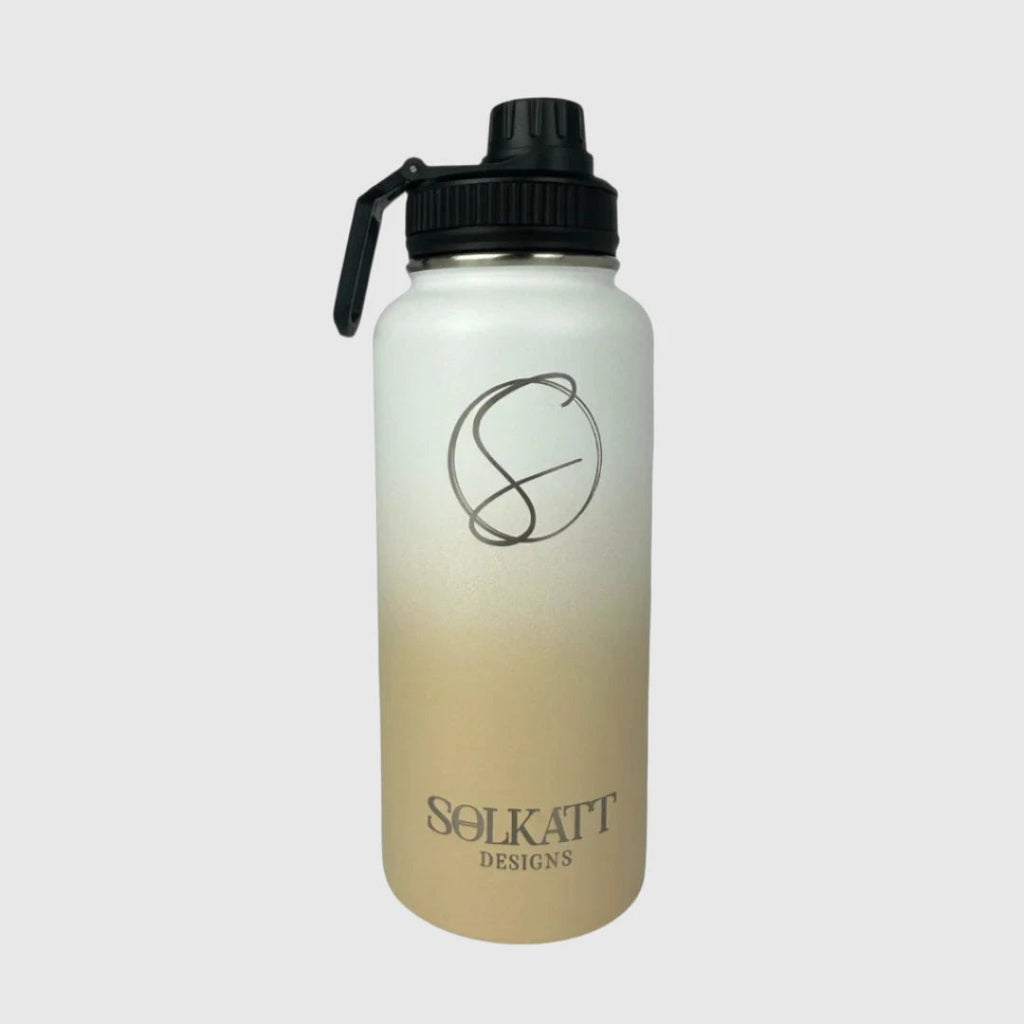 Pastel Beige Insulated Water Bottle - 950ml (32oz) Stainless Steel - Solkatt Designs