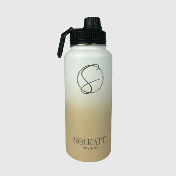 Pastel Beige insulated water bottle front view - 950ml - Solkatt Designs