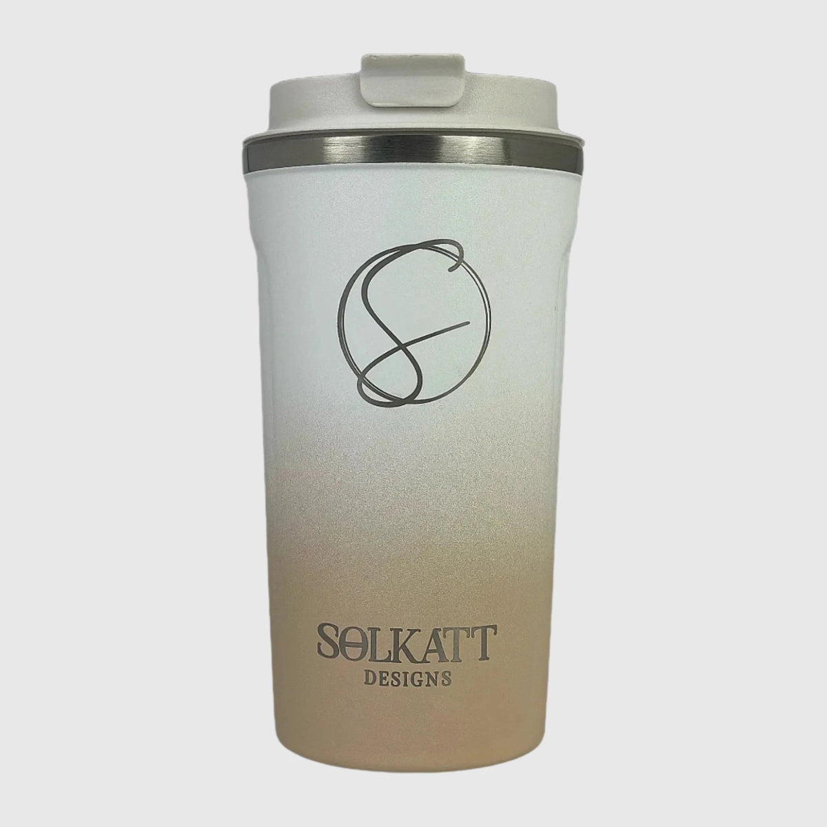 Pastel Beige Insulated Travel Coffee Cup - 500ml - Solkatt Designs 