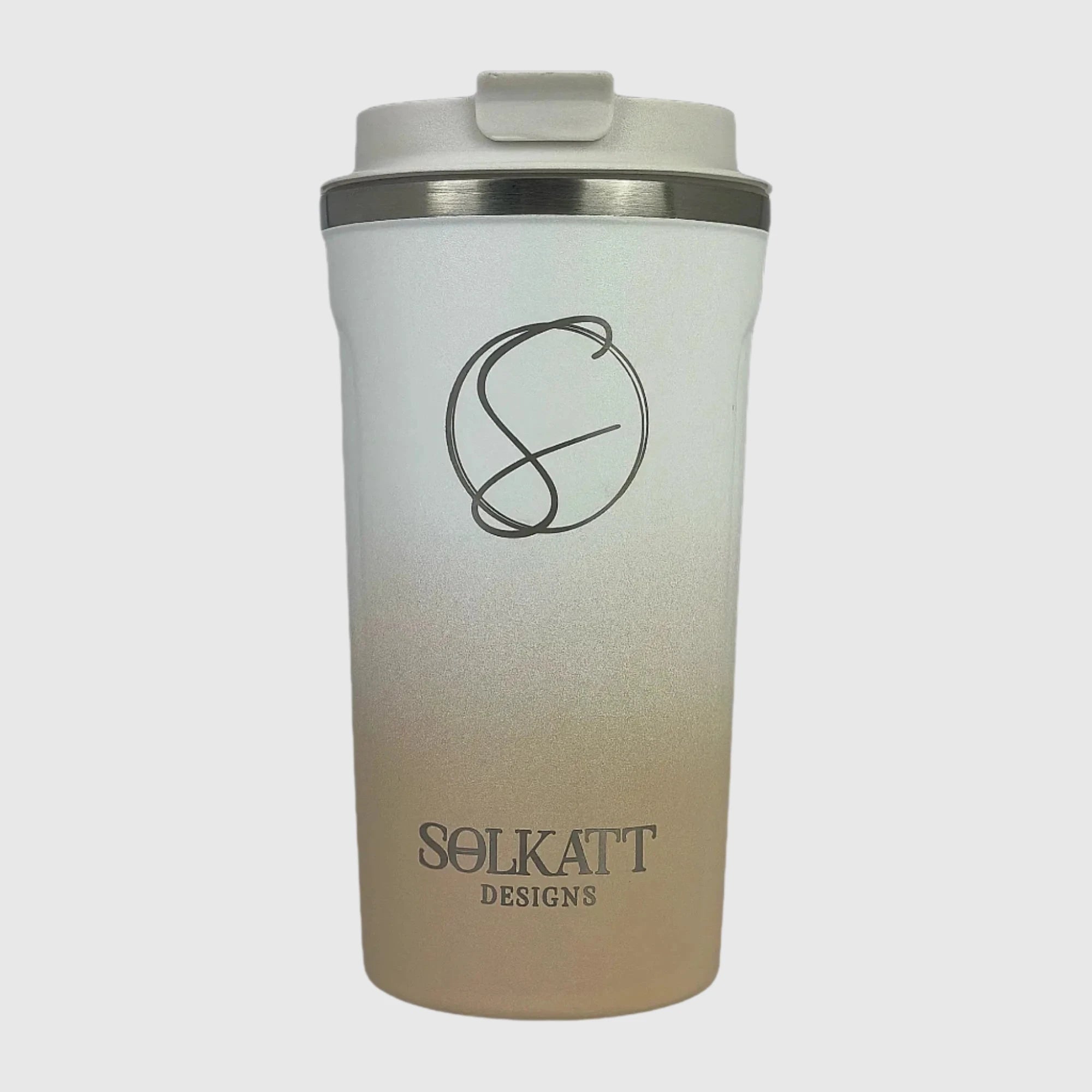 Pastel Beige Insulated Travel Coffee Cup - 500ml Stainless Steel - Solkatt Designs 