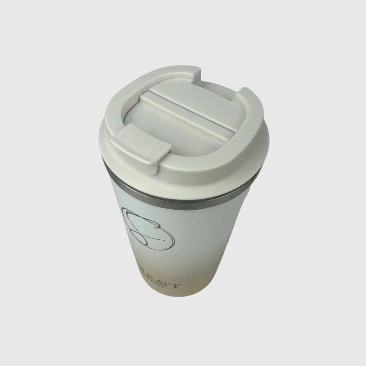 Top view close-up of Pastel Beige coffee cup sip lid – Solkatt Designs