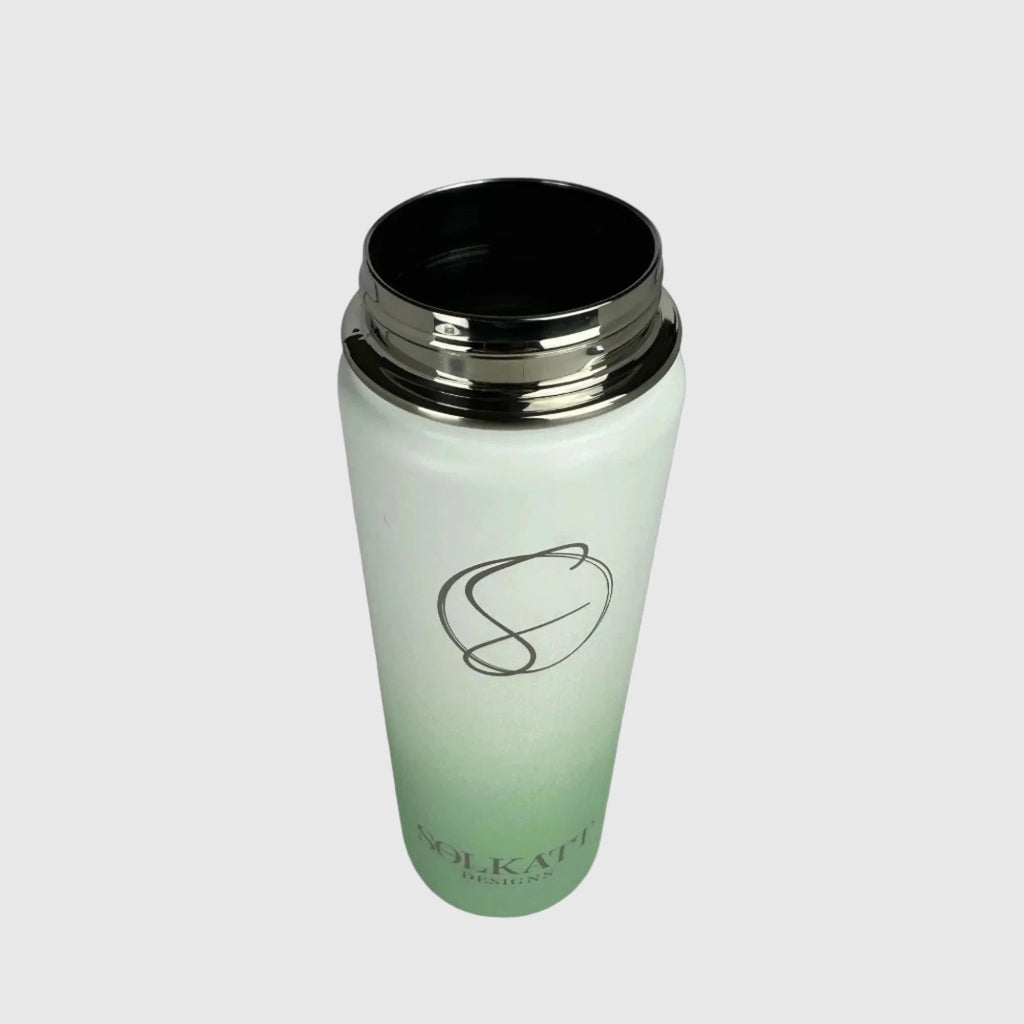 Pastel Green Insulated Water Bottle - 650ml (22oz) Stainless Steel - Solkatt Designs 
