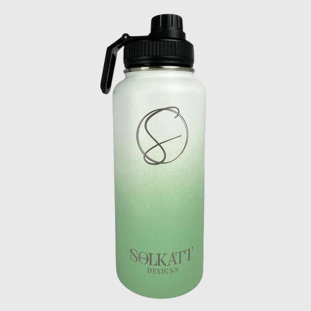 Pastel Green Insulated Water Bottle - 950ml (32oz) Stainless Steel - Solkatt Designs