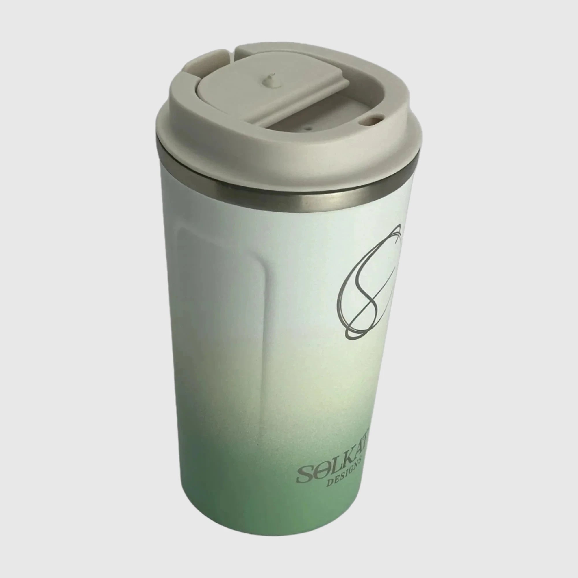 Pastel Green Insulated Travel Coffee Cup - 500ml Stainless Steel - Solkatt Designs 