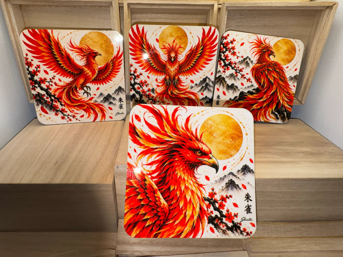 Phoenix Ceramic Coaster Set – Set of 4