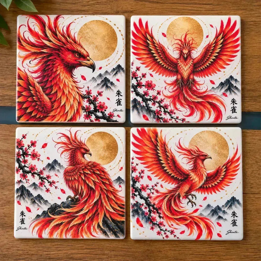 Phoenix Ceramic Coaster Set – Set of 4 - Solkatt Designs