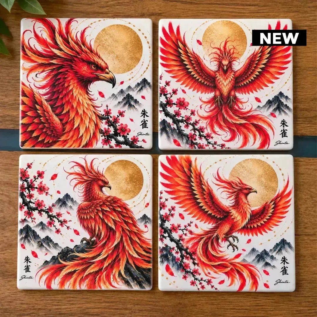 Phoenix Ceramic Coaster Set – Set of 4 - Solkatt Designs