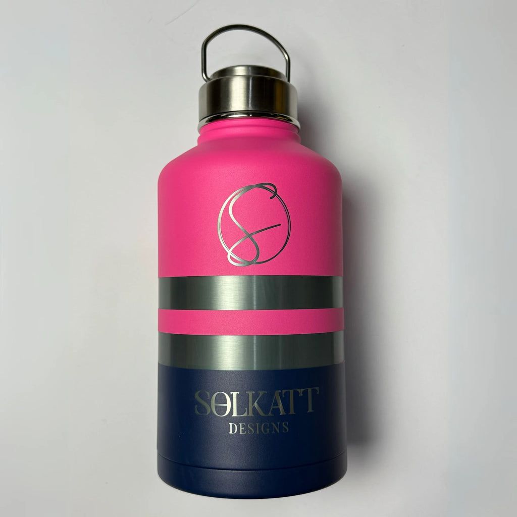 Plastered Pink Insulated Tradie Water Bottle - 1.9L (64oz) Stainless Steel - Solkatt Designs 