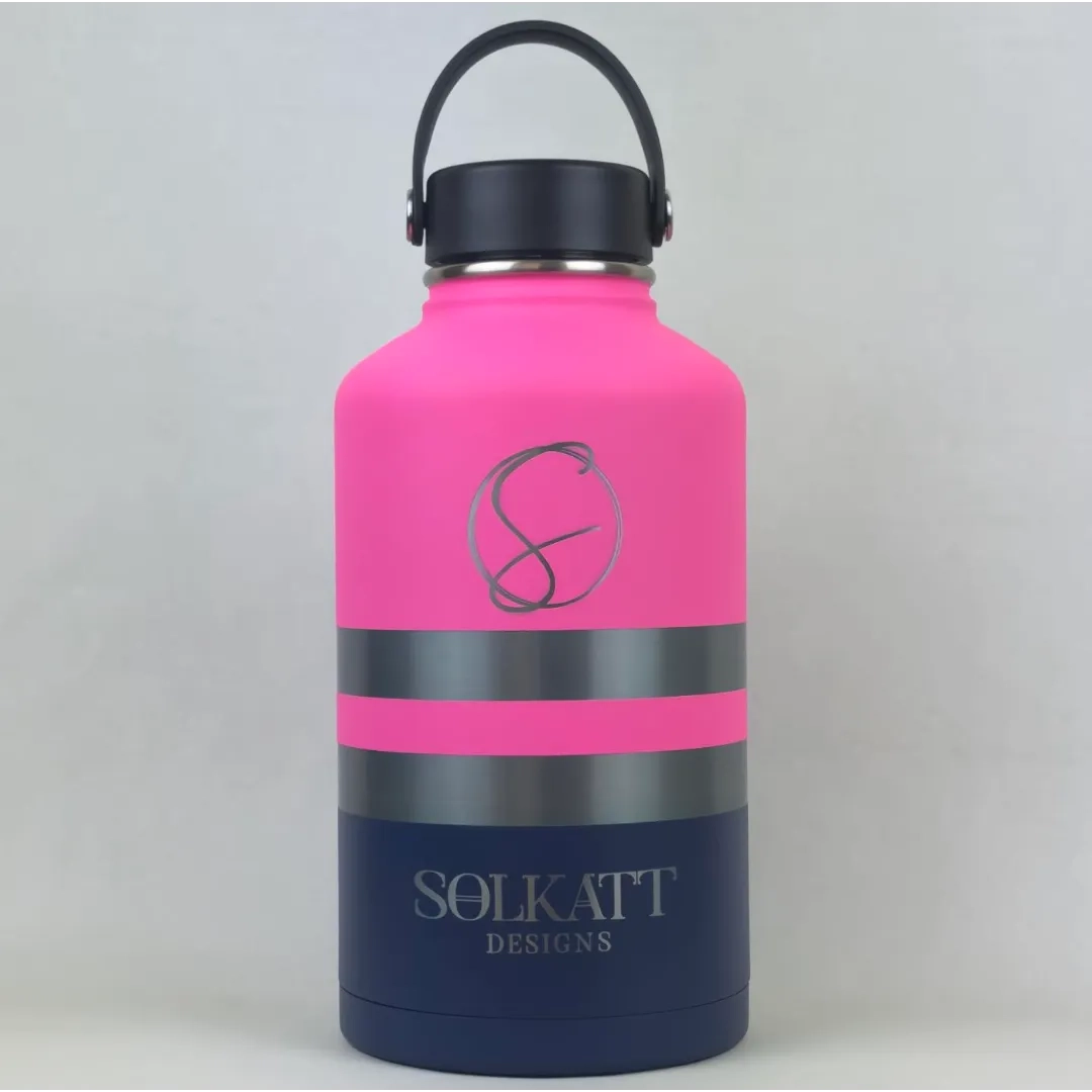 Plastered Pink Insulated Tradie Water Bottle - 1.9L (64oz) Stainless Steel - Solkatt Designs 