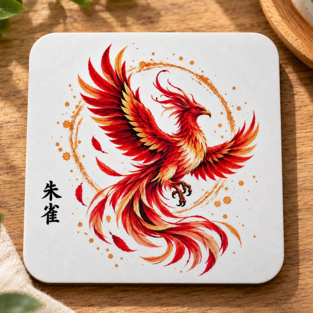 Japanese Drink Coasters Set of 4 – Minimalist Mythical Creatures - Solkatt Designs