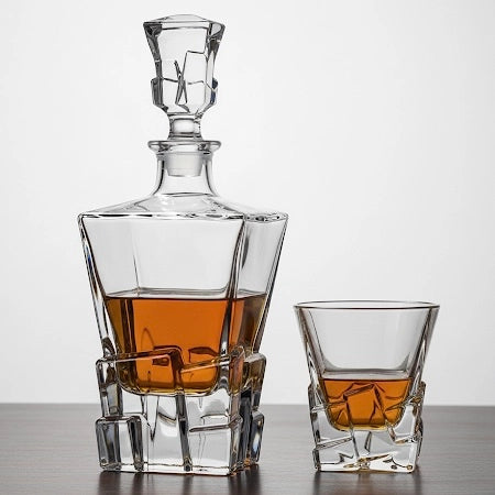 Rock Bottom Whisky Decanter & 4 Glass Set - Solkatt Designs 
