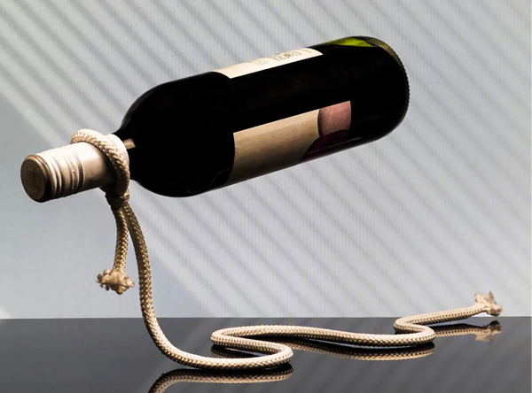 White rope wine bottle holder with bottle solkatt designs