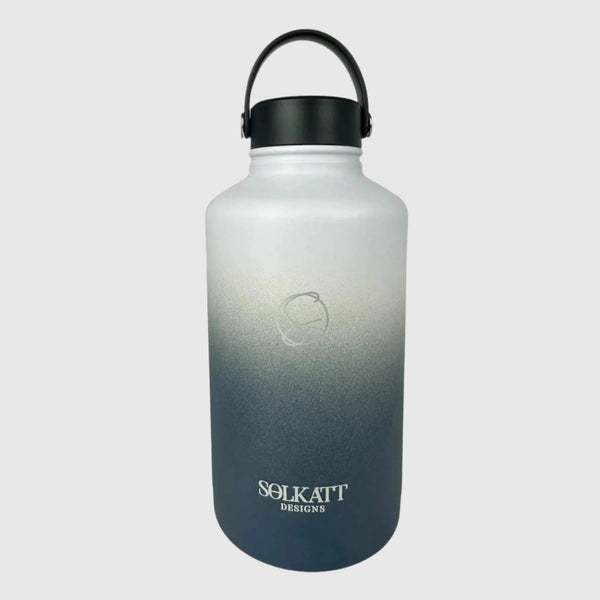Royal Blue insulated water bottle wide mouth lid front view - 1.9L (64oz) - Solkatt Designs