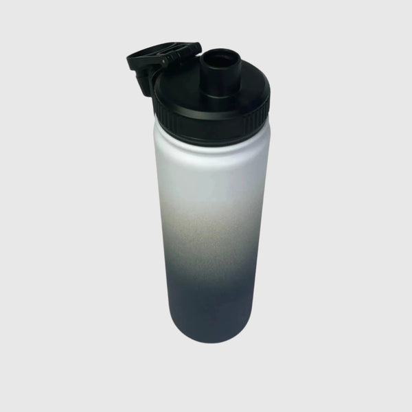 Royal Blue insulated water bottle close up of small gulp lid open - 650ml - Solkatt Designs