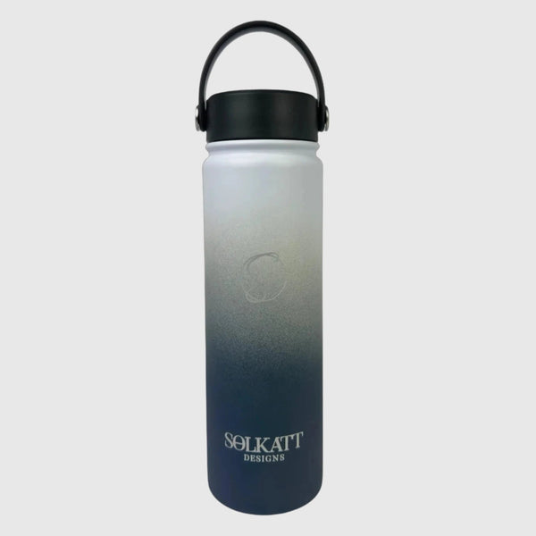 Royal Blue insulated water bottle wide mouth lid front view - 650ml - Solkatt Designs