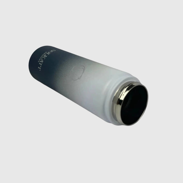 Royal Blue insulated water bottle laying on the side showing opening - 650ml - Solkatt Designs