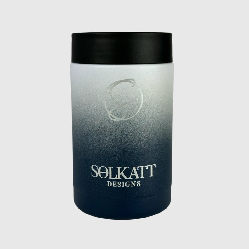 Royal Blue stainless steel insulated stubby cooler front view - Solkatt Designs