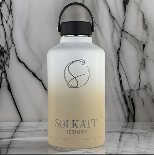 solkatt designs sandy bay beige tan insulated water drink bottle 1.9litre 2l 64oz wide mouth with flexible handle