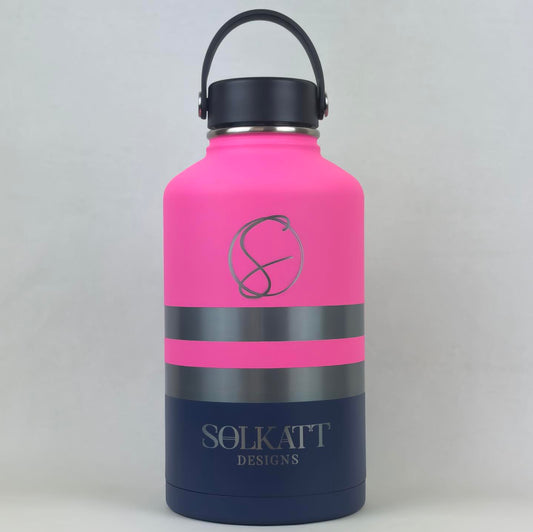 solkatt designs plastered pink tradie water bottle 1.9ltr 64oz small gulp