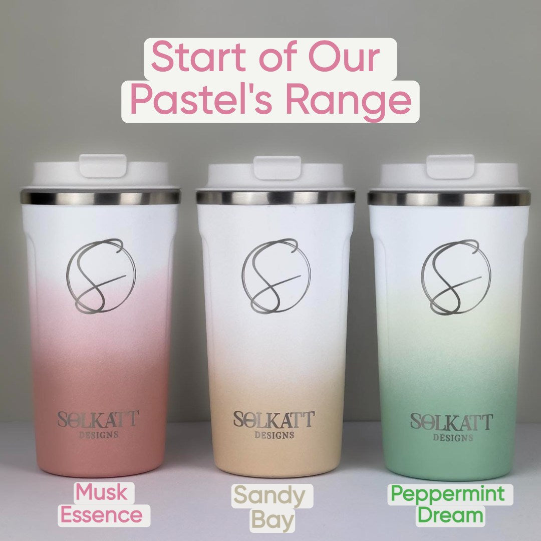 Pink Sandy Green Stainless Steel Insulated Drink Bottle Travel Cup - Solkatt Designs