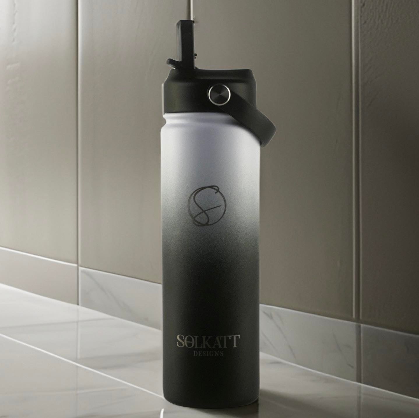 Midnight Black 650ml / 22oz Stainless Steel Insulated Drink Bottle - Solkatt Designs 
