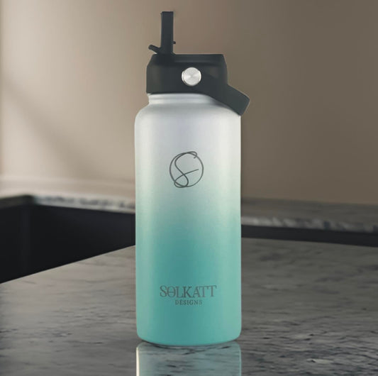 Ocean Aqua 950ml / 32oz Stainless Steel Insulated Drink Bottle - Solkatt Designs 