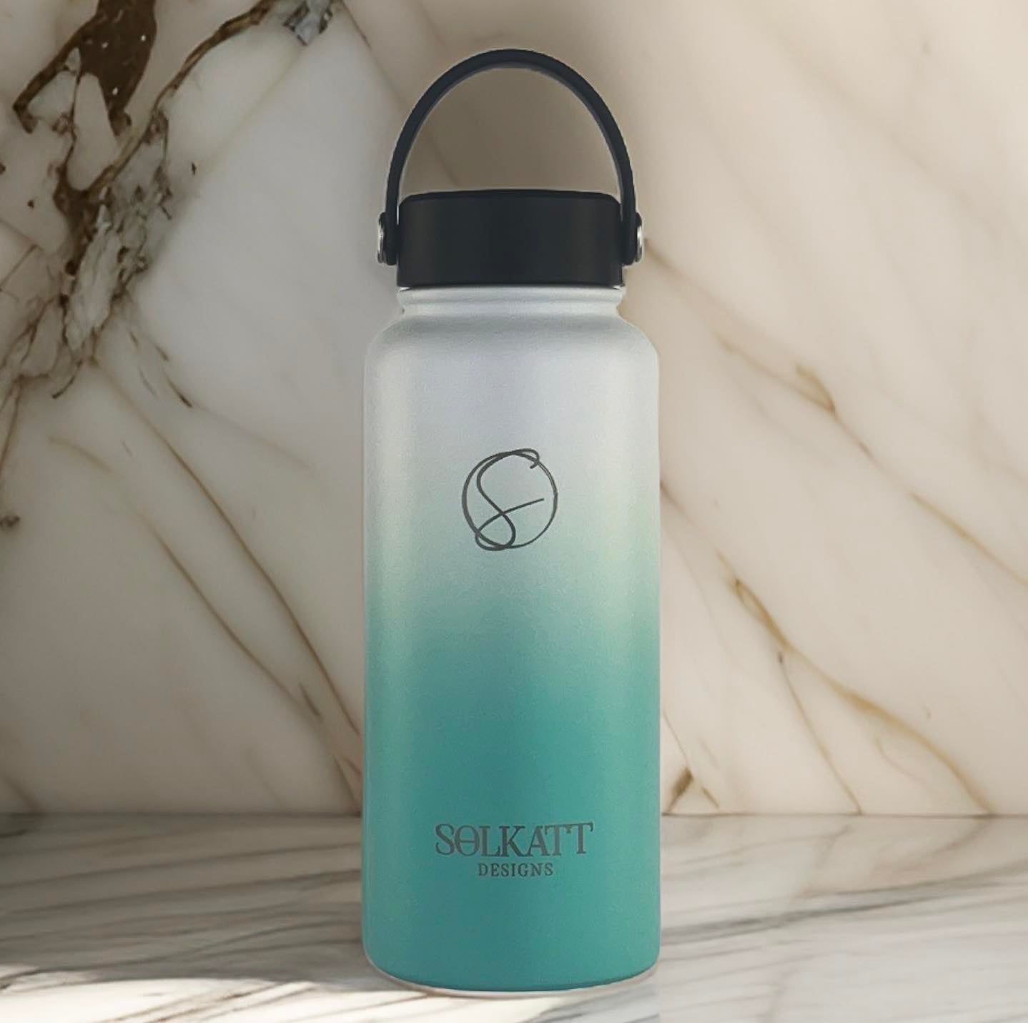 Ocean Aqua 950ml / 32oz Stainless Steel Insulated Drink Bottle - Solkatt Designs 