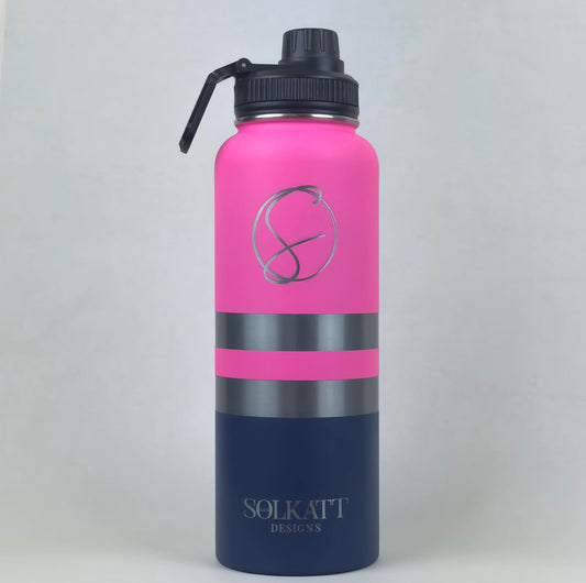 Solkatt Designs Plastered Pink Stainless Steel Tradie Water Bottle 1.2L insulated double walled drink bottle vacuum sealed