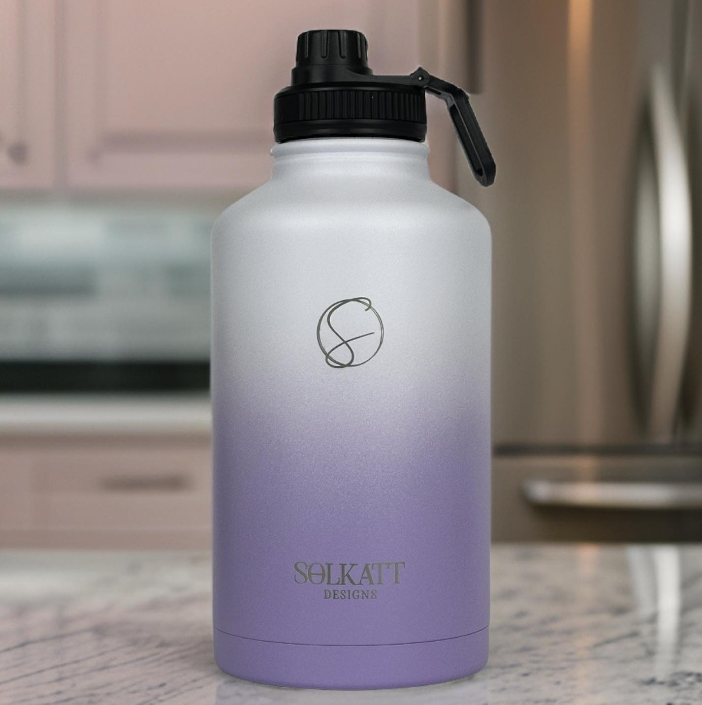 Lavender Lilac 1.9L / 64oz Stainless Steel Insulated Drink Bottle - Solkatt Designs 