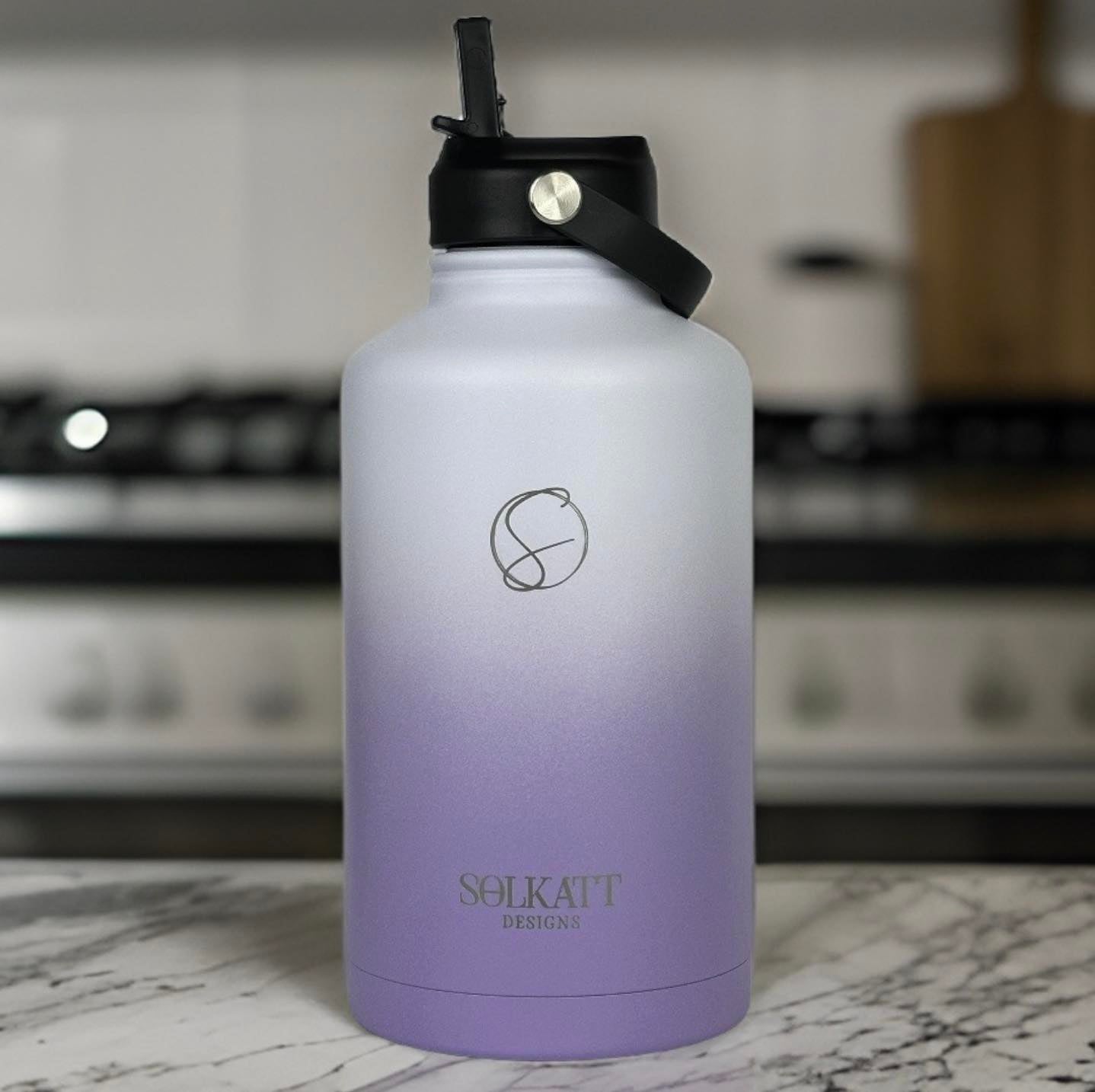 Lavender Lilac 1.9L / 64oz Stainless Steel Insulated Drink Bottle - Solkatt Designs 