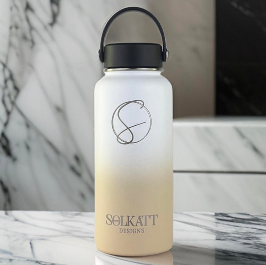 solkatt designs sandy bay beige tan insulated water drink bottle 950ml 1l 1 litre 32oz wide mouth 