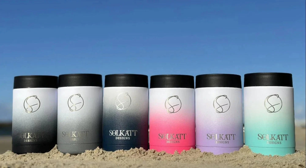 Hot Pink Stubby Cooler - Ombre Style, Insulated Stainless Steel