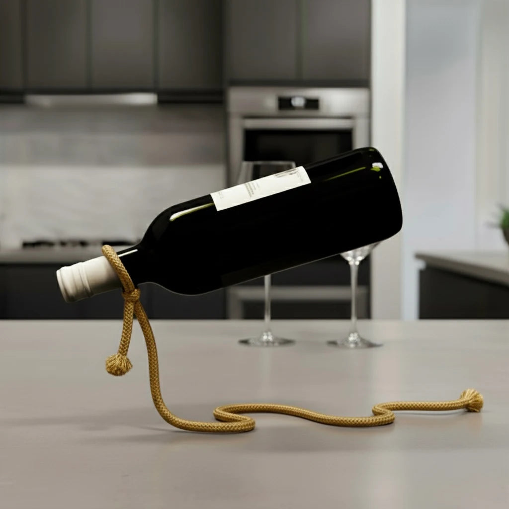 Rope Wine Bottle Holder - White & Tan - Solkatt Designs 