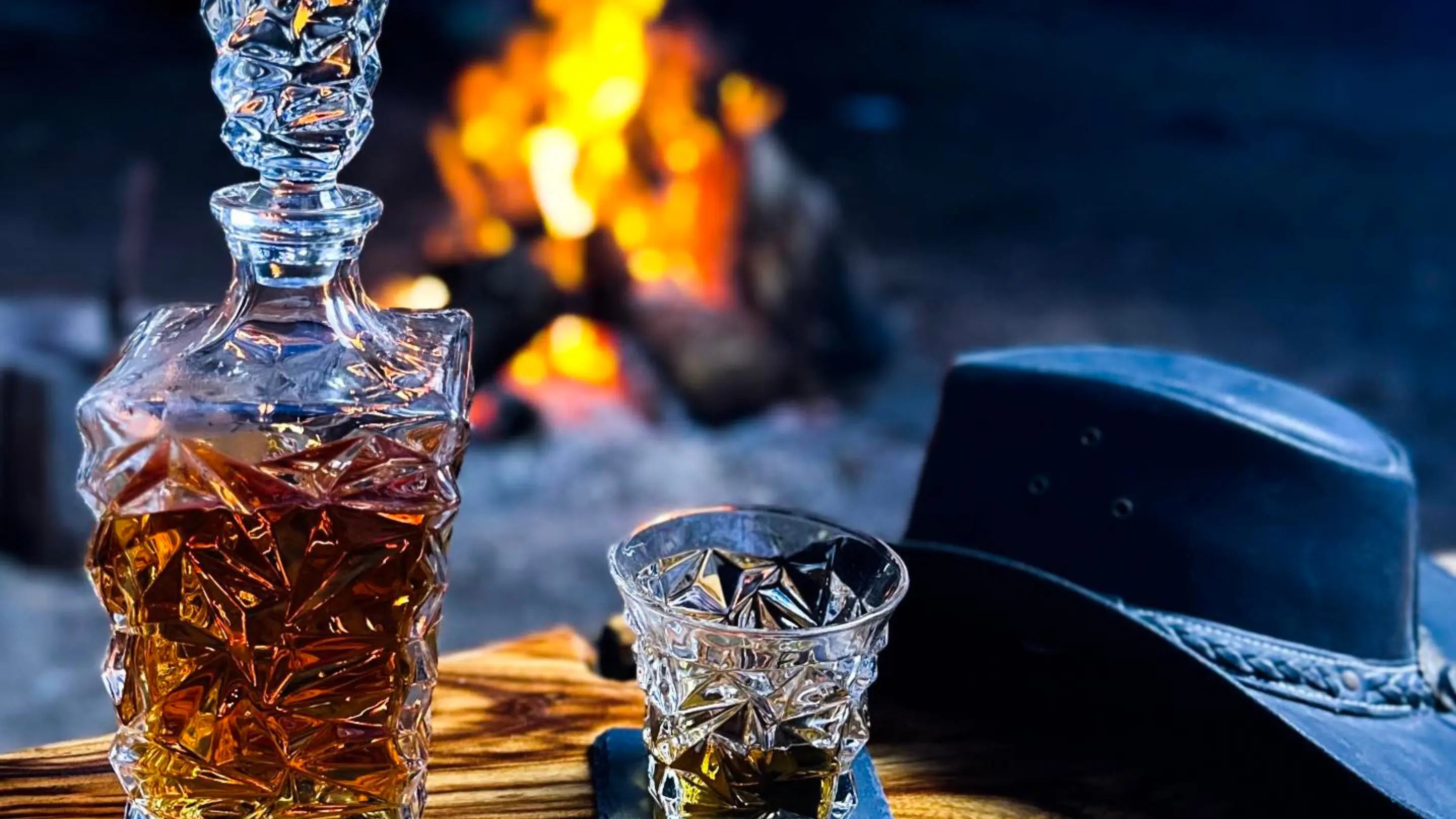 A solkatt designs whisky decanter and tumbler outside on a cold australian night 