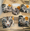 White Tiger Ceramic Coaster Set – Set of 4