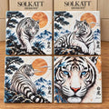 White Tiger Ceramic Coaster Set – Set of 4 - Solkatt Designs