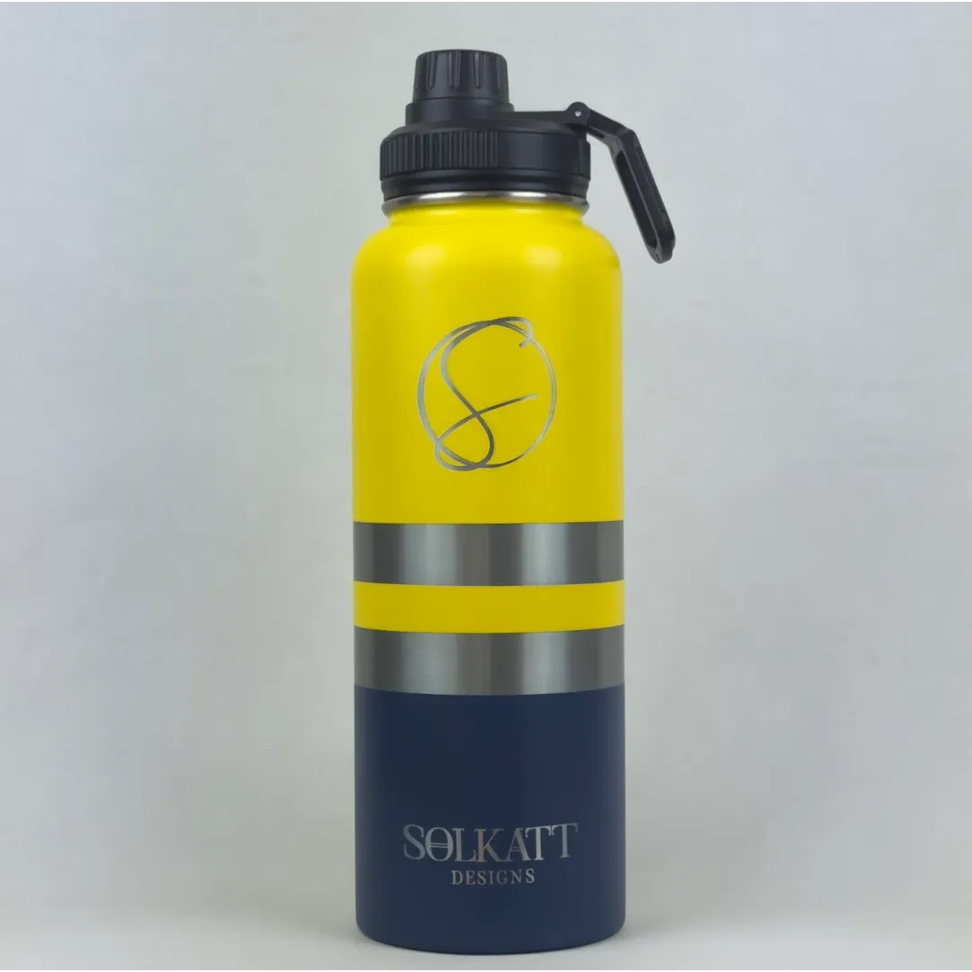 Yeah Nah Yellow Insulated Tradie Water Bottle - 1.2L (40oz) Stainless Steel - Solkatt Designs 