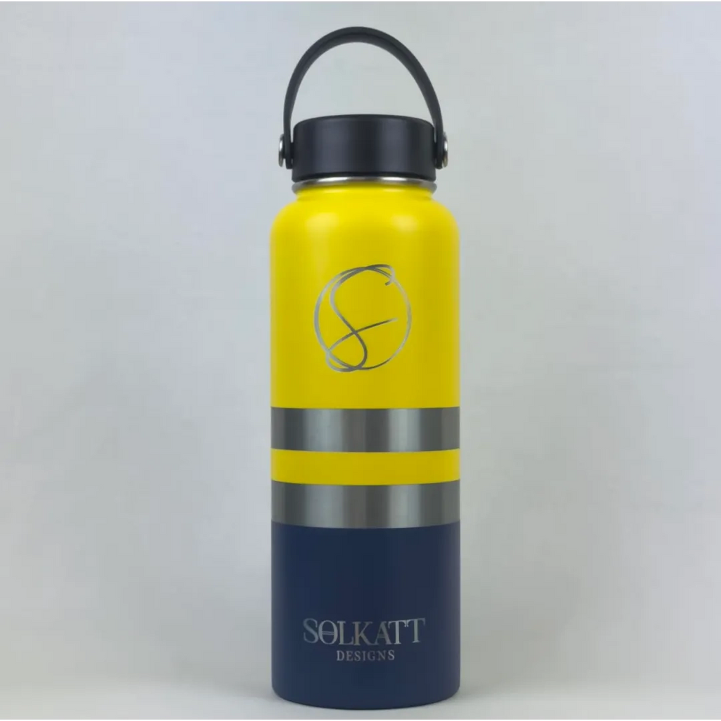 Yeah Nah Yellow Insulated Tradie Water Bottle - 1.2L (40oz) Stainless Steel - Solkatt Designs 