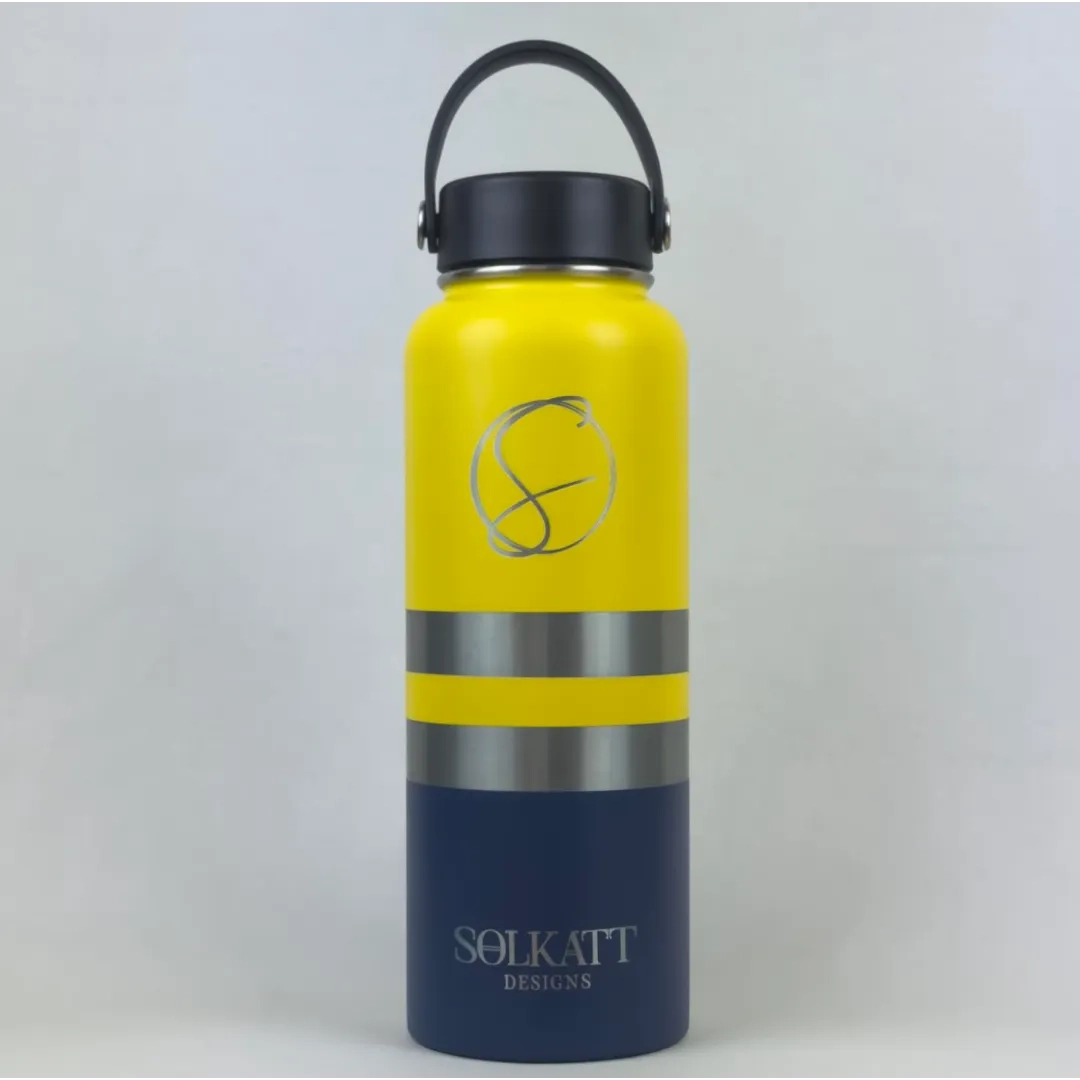 Yeah Nah Yellow Insulated Tradie Water Bottle - 1.2L (40oz) Stainless Steel - Solkatt Designs 