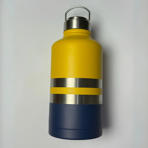 Yellow Tradie insulated water bottle back view - 1.9L (64oz) - Solkatt Designs
