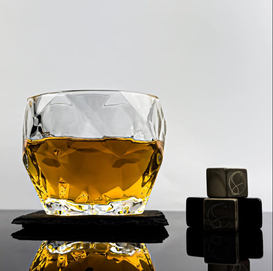 Diamond Pattern Whisky Glass Solid Bottom Sturdy Whisky Stones