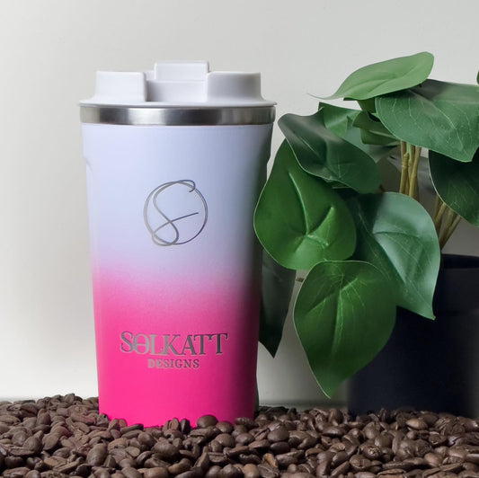 Hot Pink Stainless Steel Double Walled Insulated Leak Proof Travel Cup 500ml ombre solkatt designs vacuum sealed
