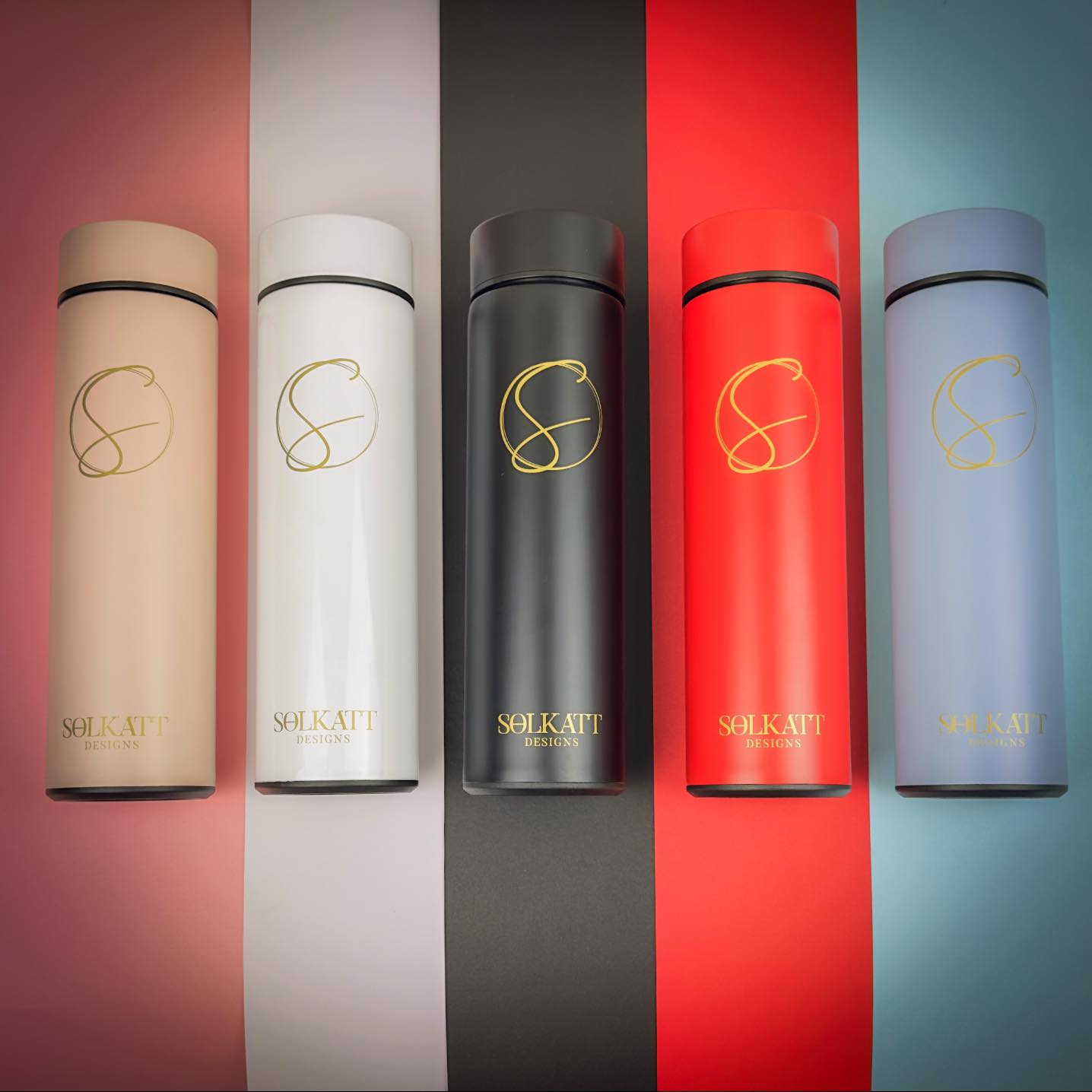 LED Double Walled Thermal Insulated Stainless Steel Flask Range of colours