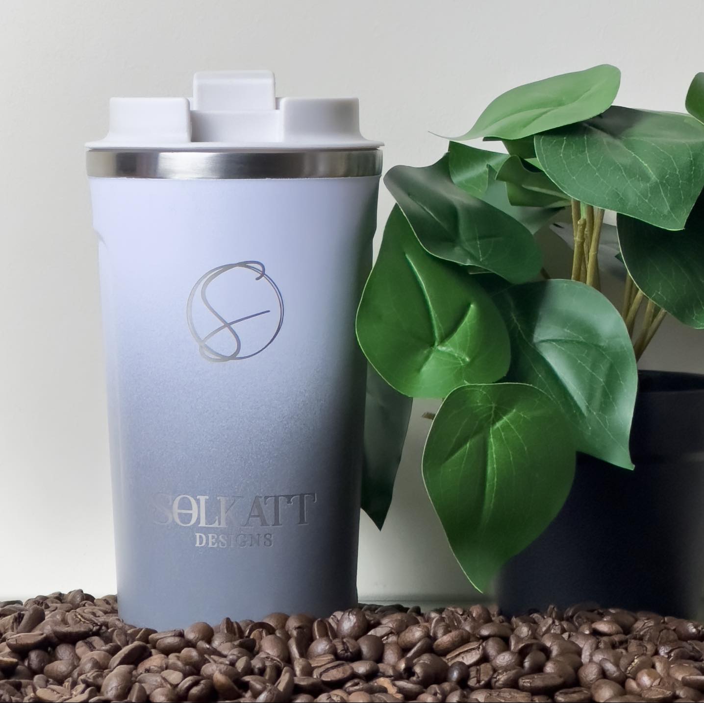 Misty Grey Stainless Steel Double Walled Insulated Leak Proof Travel Cup 500ml ombre solkatt designs  vacuum sealed