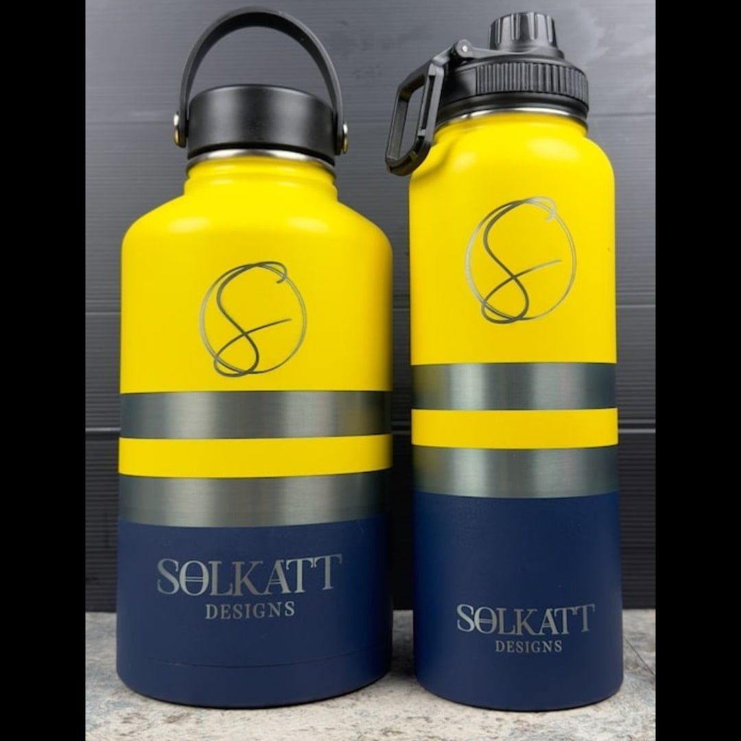Solkatt designs yeah nah yellow stainless steel water bottles