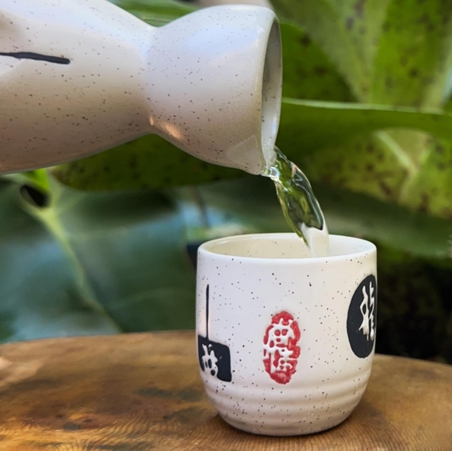 Traditional Ceramic Sake Set 4 Matching Cups